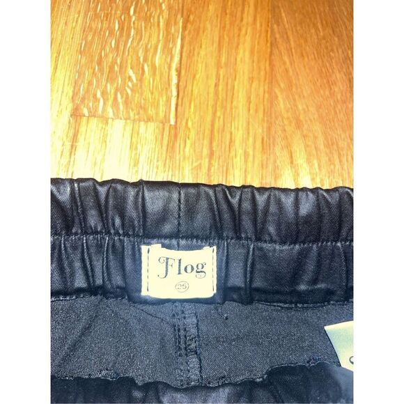 Bevy Flog Shely Vegan Leather Drawstring Pants Black 25 - Picture 4 of 7